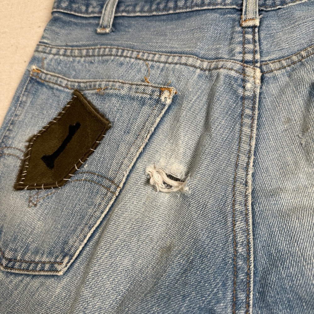 Levi's Custom Patchwork Flare Jeans Distressed Fe… - image 9